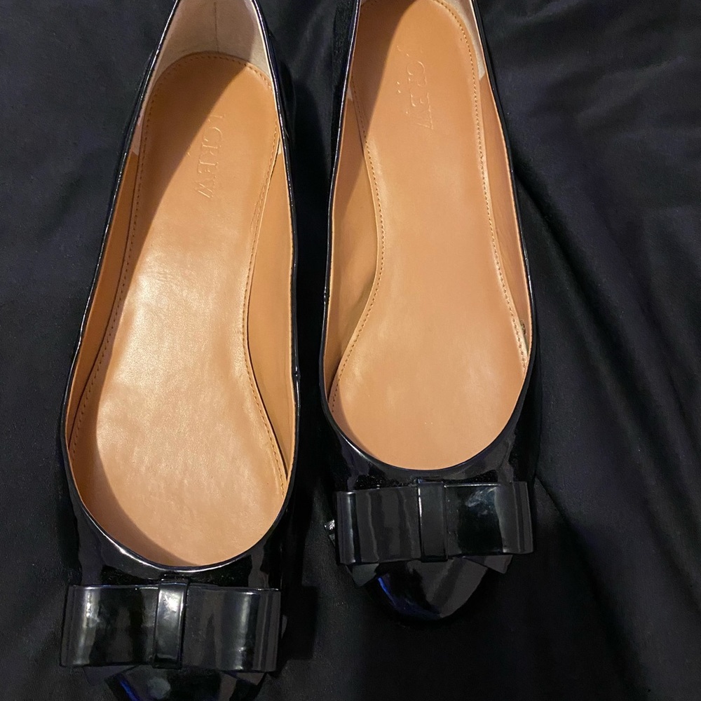 Black flat patient leather J Crew